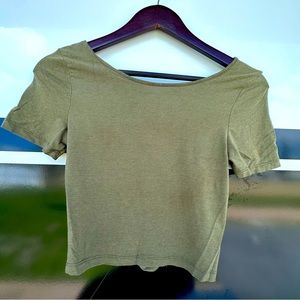 Army Crop top with twist tie open back. Size Medium.